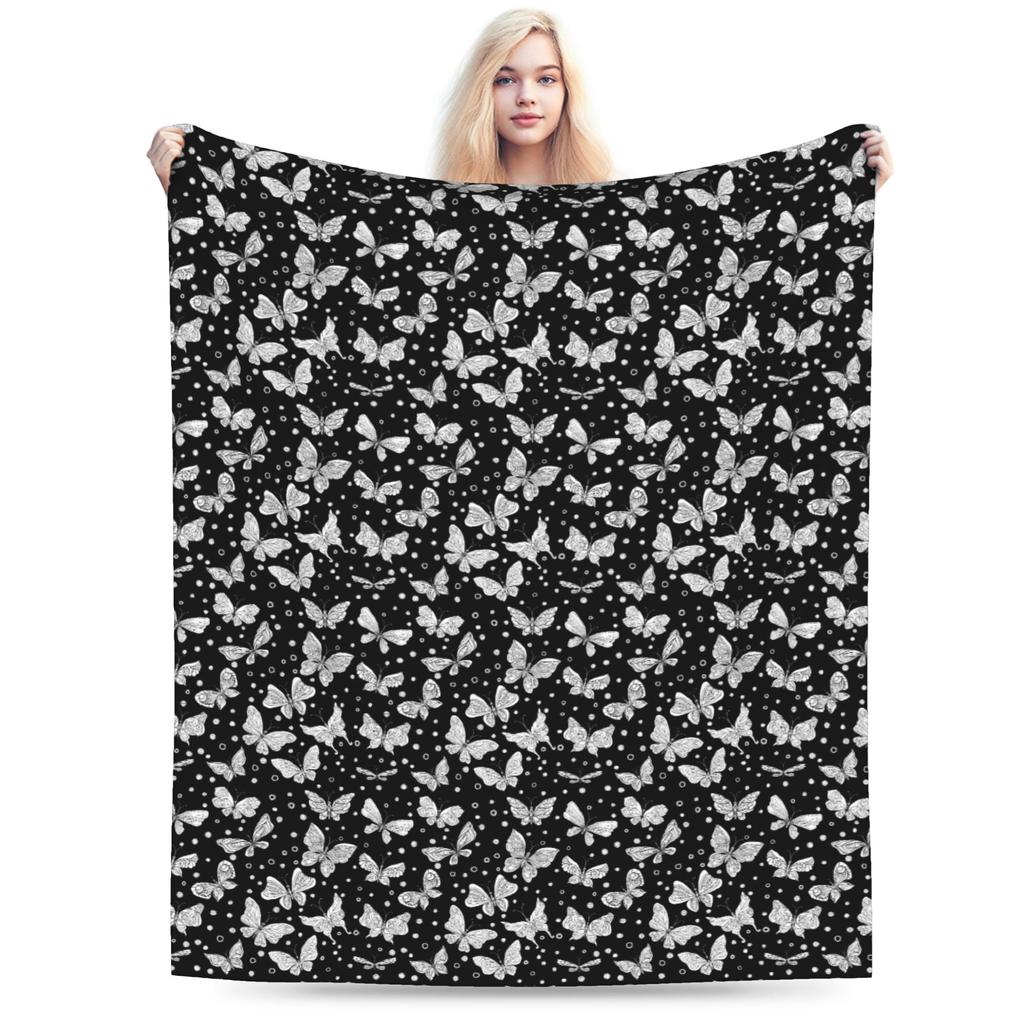 Butterfly Blankets Flannel Winter Portable Soft Throw Blankets for Home Travel Plush Thin Quilt