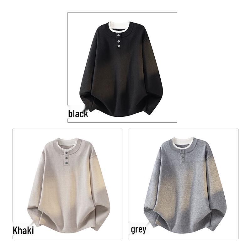 Men's Casual Faux-Layer Knit Sweater