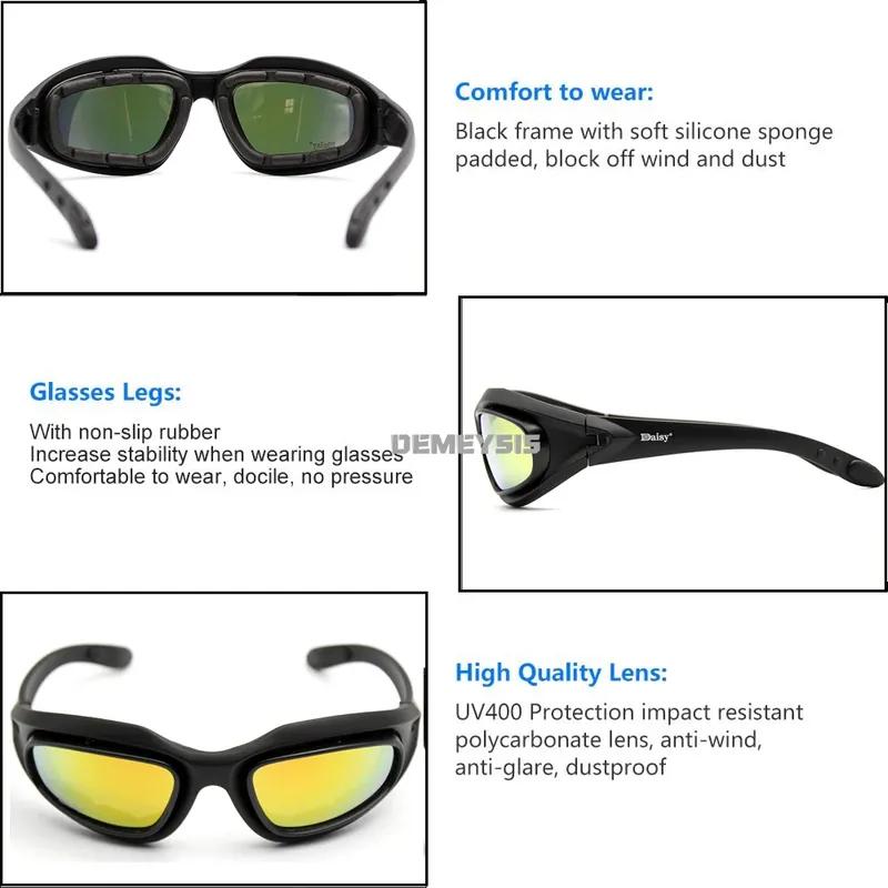Daisy Polarized Tactical Sunglasses Men Airsoft Hunting Shooting Glasses UV400 Protection Desert Hiking Goggles