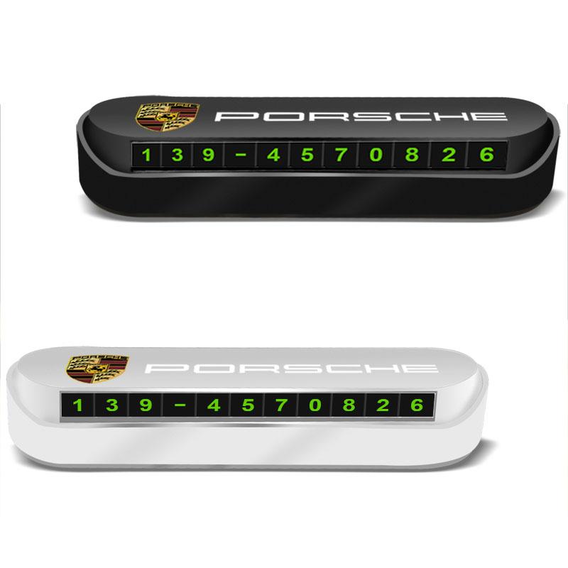 1Pcs Car Temporary Parking Card Phone Number Card Plate Sticker For Porsche Boxster Cayenne Panamera Macan Cayman 911 918 996 917 991