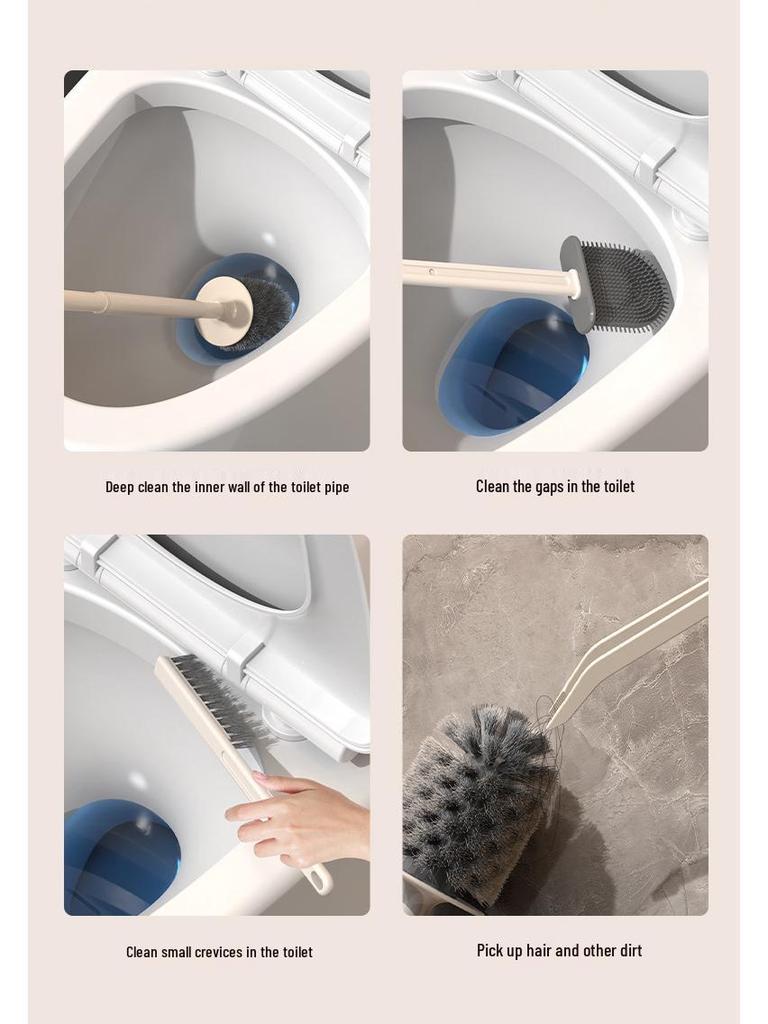 Набор из четырех предметов: туалетная щетка для ванной комнаты с подставкой - многофункциональная, очистка без мертвых зон.