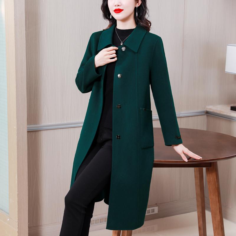 Элегантное шерстяное пальто больших размеров для женщин, модная и стройнящая длинная куртка с высоким качеством