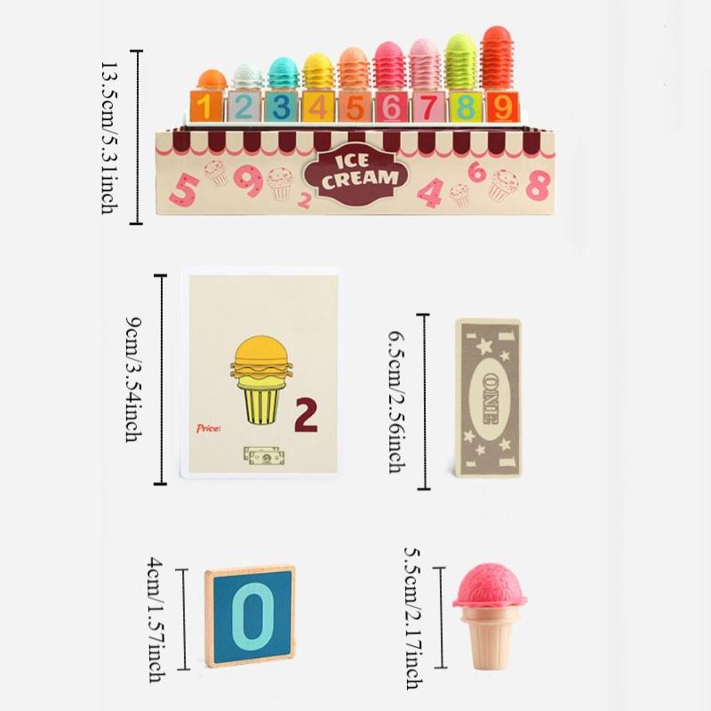 Plastic Pretend Play Food Toy Interactive Math Learning Toy Kids Ice Cream Play Set  Kids Children