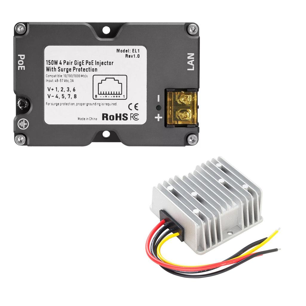 150 Вт DC 48–57 В GigE PoE инжектор с ABS, защита от перенапряжения и ESD, DC повышающий преобразователь 12 В в 48 В для Dish V2