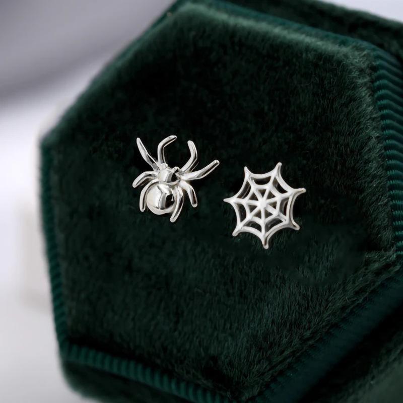 Fashion Funny Earrings, Spider Web Holiday Earrings, Premium Metal Halloween Earrings