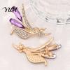 Luxury Clothing Accessory Ear of Wheat Brooch with Rhinestone, Faux Purple Crystal Dress Bags Lapel Pin, Dainty Jewelry for Coats Sweaters Scarves