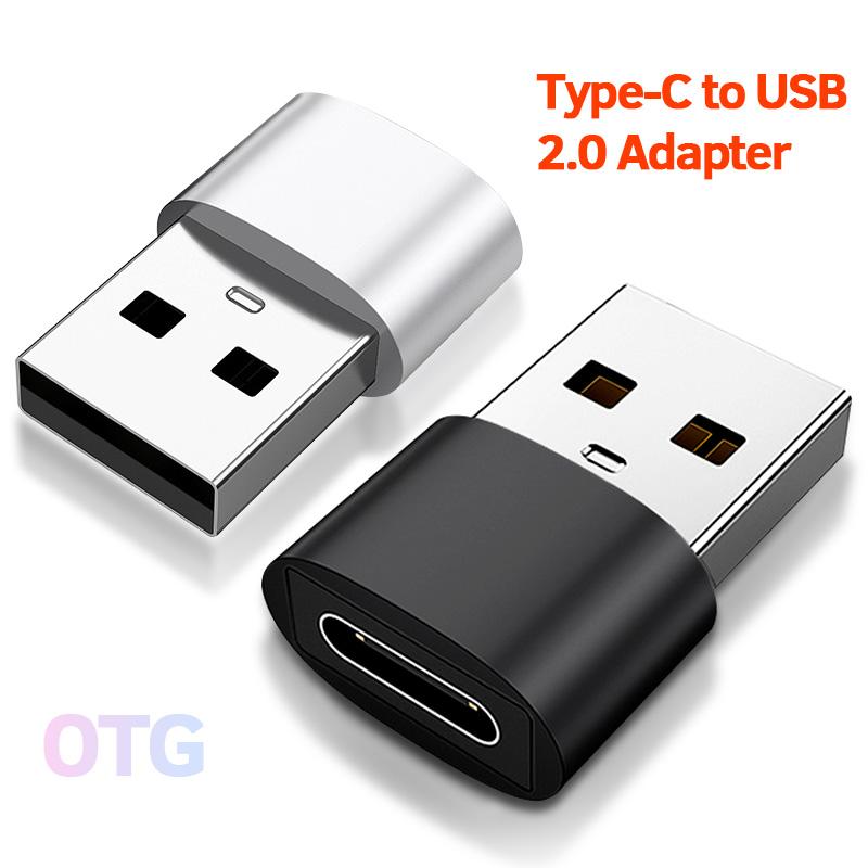 FONKEN USB To Type-c Converter Adapter USB 2.0 Plug Portable Mini Computer Mobile Phone Converters Silver and Black