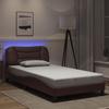 VidaXL Bed Frames with LED Lights, Upholstered Bed, Single Bed, Indoor Bedroom Adult Bed, Modern, Brown 3213915
