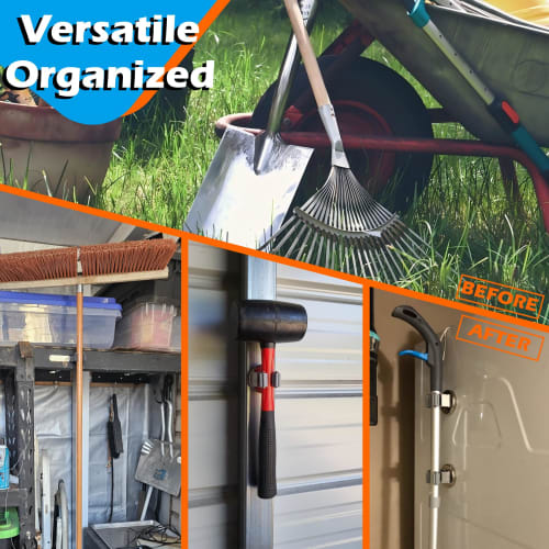 MUTUACTOR Heavy-Duty Magnetic Hooks, Strong Magnetic Mop Broom Holder, Wall Mount, No Drilling Required, Movable Broom Clip, Mop Rack for Garage, Kitc