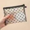 New Heart-Shaped Mesh Makeup Bag Portable Lipstick Makeup Brush Storage Bag Compact Visual Mesh Storage Pouch