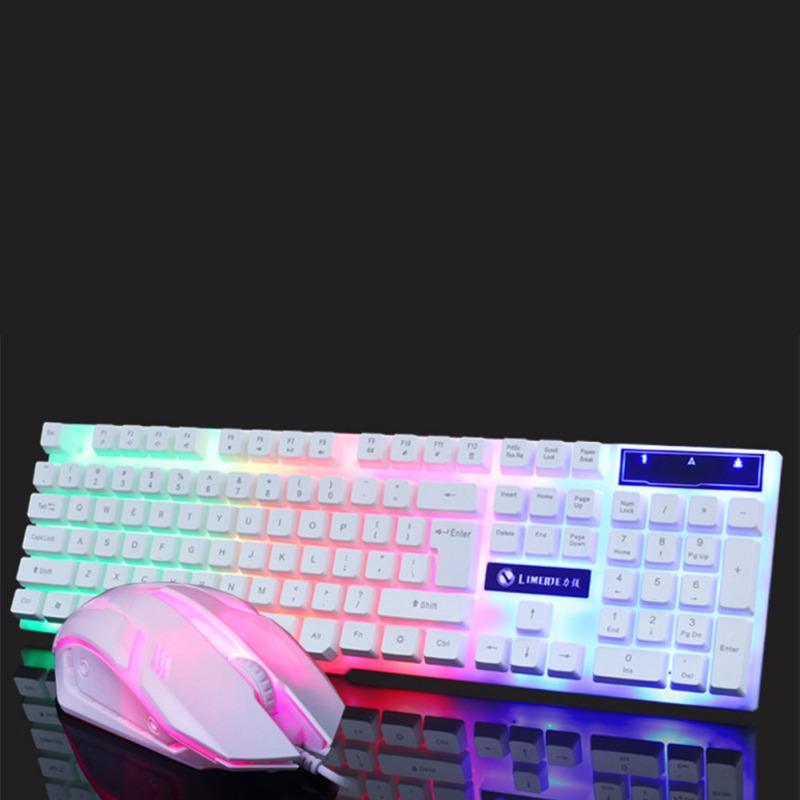 Проводной USB-ПК, геймерская подвеска, механическая клавиатура + мышь, фотоэлектрический портативный компьютер