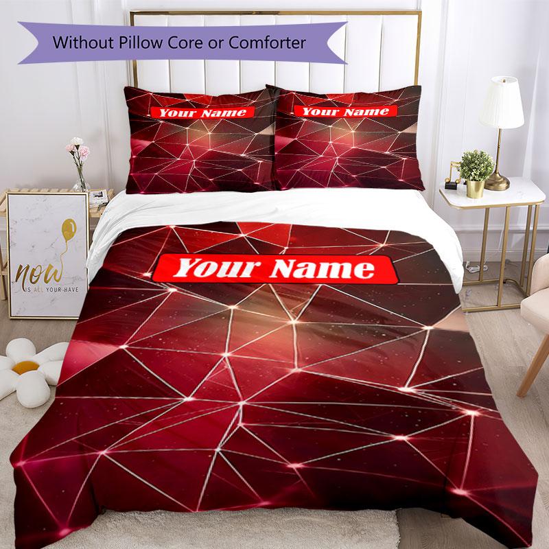 3PC Custom Name Network Stars" Bedding Set Duvet Cover Closure Includes 1 Duvet Cover & 2 Pillowcases for Bedroom
