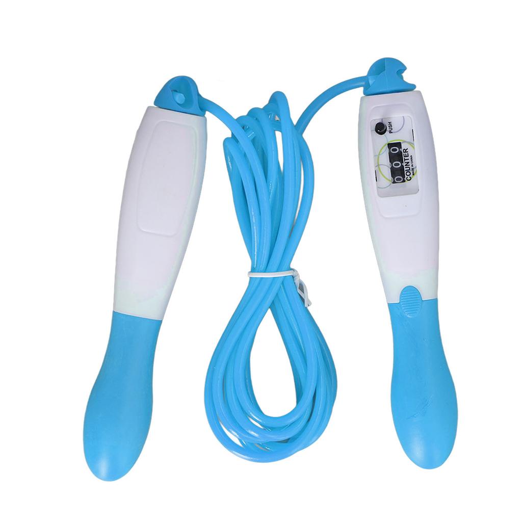 Skipping Rope PVC Cord Plastic Adjustable Fitness Counting Jump Rope for Adult Workout Student Sports Test Blue