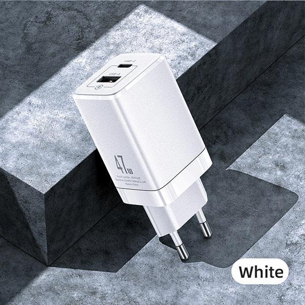 Ładowarka sieciowa 47W USAMS GaN Power Delivery USB-C/USB Szybkie ładowanie Biała