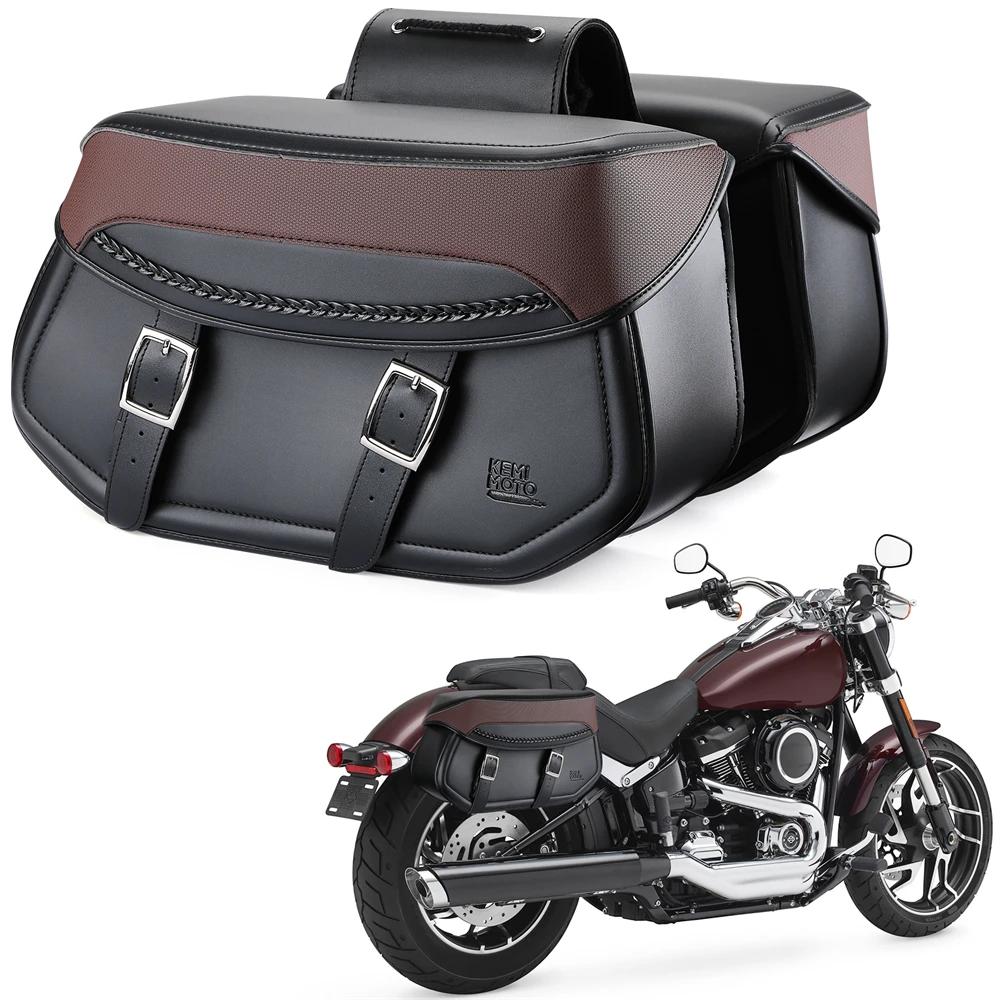 Motorcycle Saddlebag Synthetic Leather Motorcycle Throw Over Saddle Bag for Sportster Dyna Softail Touring Vstar Shadow Side Bag