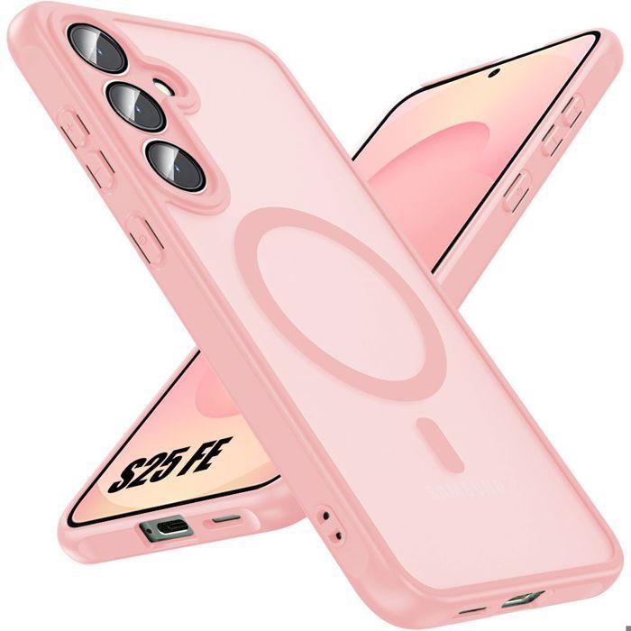 Coque de Téléphone - BOOLING - pour Samsung Galaxy S25 FE - avec Cercle Magnétique Film Caméra - Rose
