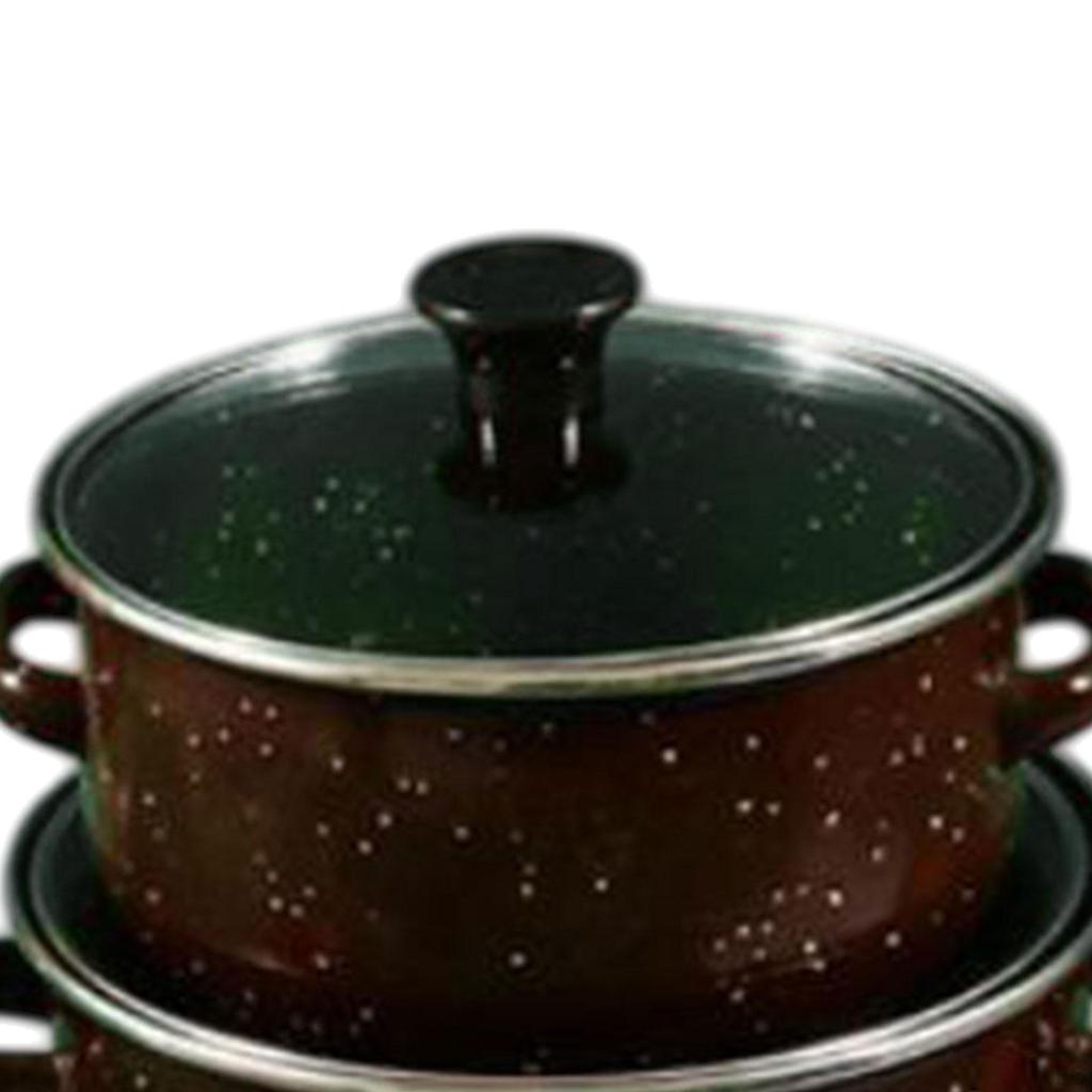 Эмалированная кастрюля из 3 предметов с крышкой, креативная жаропрочная кастрюля с двойными ручками, медленная