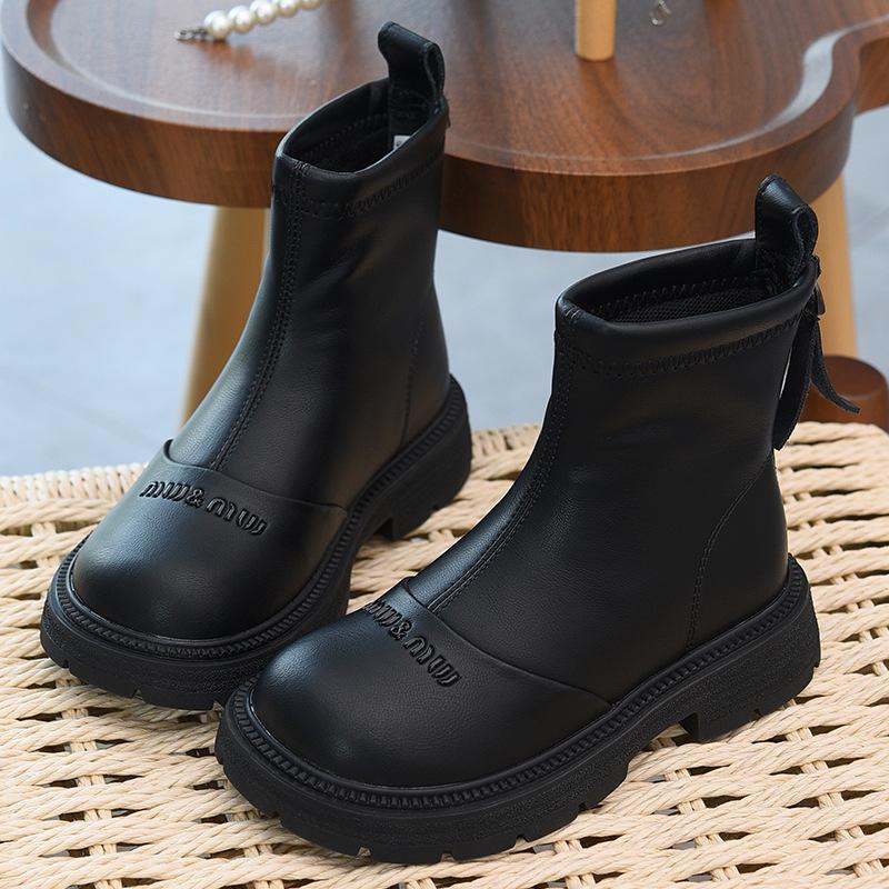 Водонепроницаемые кожаные хлопковые ботинки для девочек - Осень/Зима 2025 Стиль Мартин