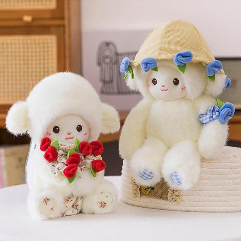 1 шт. Кукла-ягненок Обнимашка Подарок для девушки на день рождения, День святого Валентина, букет роз, плюшевая игрушка, мягкая набивная игрушка, коллекционная кукла