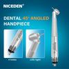 Стоматологический наконечник Nicenden с LED-подсветкой 45 градусов, высокоскоростной, с кнопочным зажимом, с одинарным водяным спреем, 45° воздушная турбина