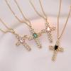 Luxurious Zircon Cross Pendant Necklace for Women 2024 New Stainless Steel Chain Jewelry Party Accessories
