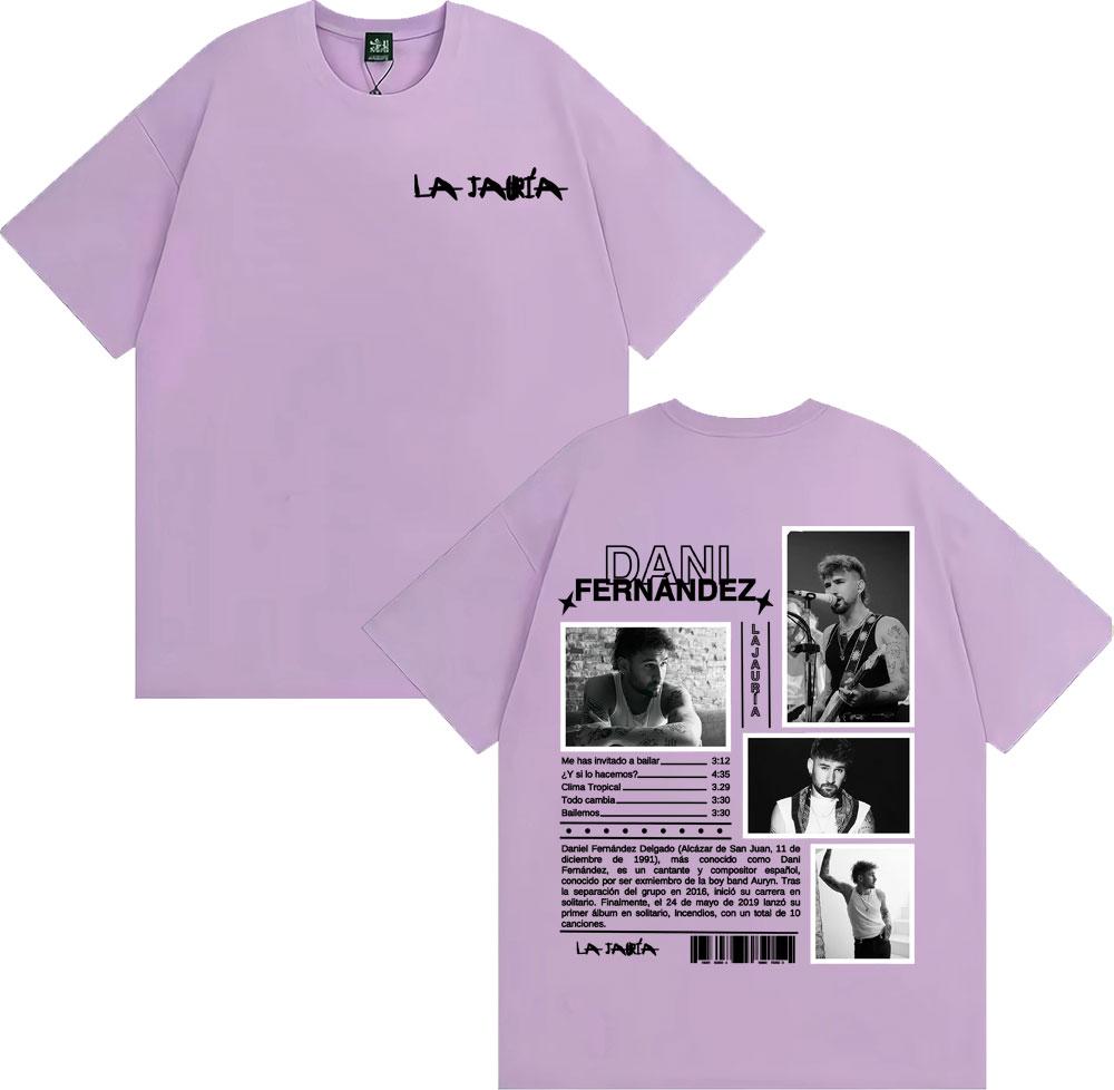 Singer Dani Fernandez La Jauria Album Tour T Shirts Unisex Women Casual Cotton Short Sleeve Tshirt Fashion Retro Oversized T Shirt