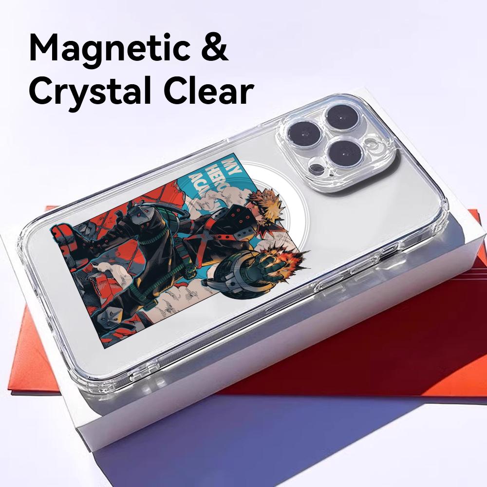 Чехол для телефона Аниме Б-Бакуго Кацуки Для iPhone 17 16 15 14 13 12 Pro Max Plus С Магнитным Кристально Чистым Чехлом Беспроводная Зарядка