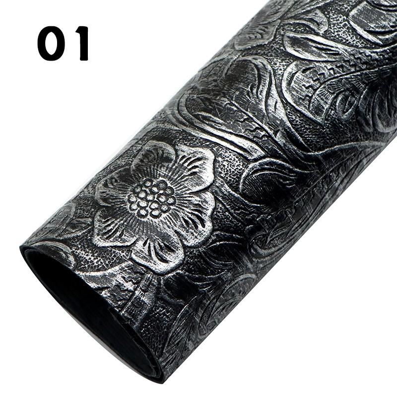 50x137см Синтетическая Ткань Цветочный Узор Металлическая Искусственная Кожа Лист Рельефная Текстура Вихрь Материал DIY Серьги Бант для Волос
