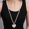 Heart Shape Pendant Turquoise Beaded Necklace 8 mm Beads Boho Necklace  Women Gift
