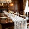 Romantic Bow Pearl Chiffon Runner Semi-Transparent Gauze Tablecloth Tulle Table Runner  Wedding