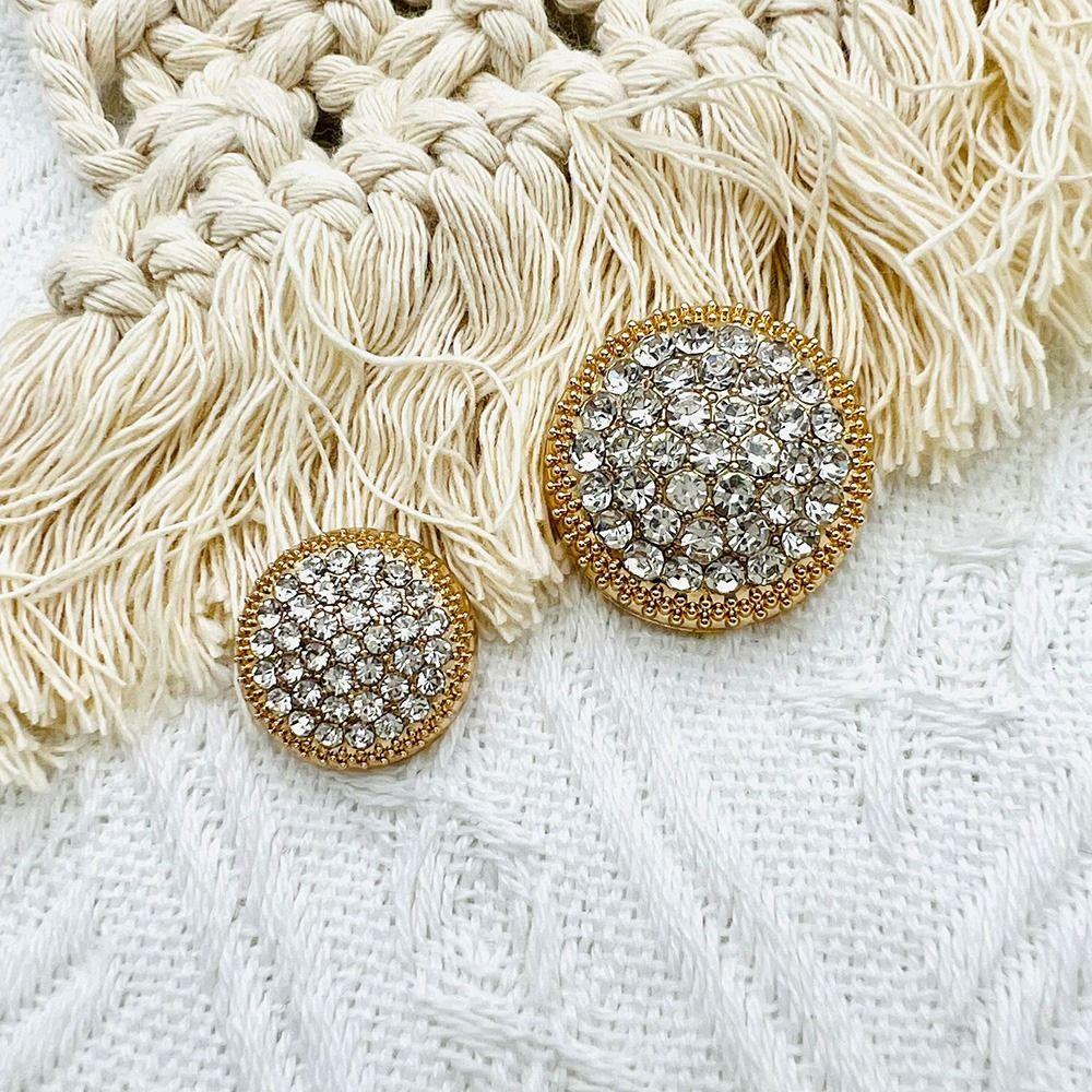 10Pcs Handmade DIY Durable Metal Rhinestone Buttons Shirt Buttons Needlework Sewing Button