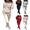 2Pcs/Set Long Sleeve Drawstring Pockets Elastic Waist Mid-rise Casual Tracksuit Women Winter Heartbeat Print Hooded Sweatshirt Pants
