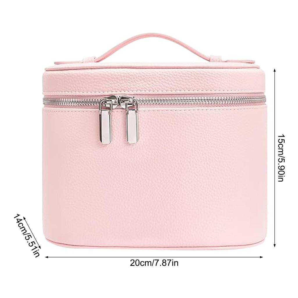 Портативный органайзер для косметики, большая вместимость, из ПУ, дорожный несессер для туалетных принадлежностей и макияжа, на молнии, с ручкой для хранения косметики