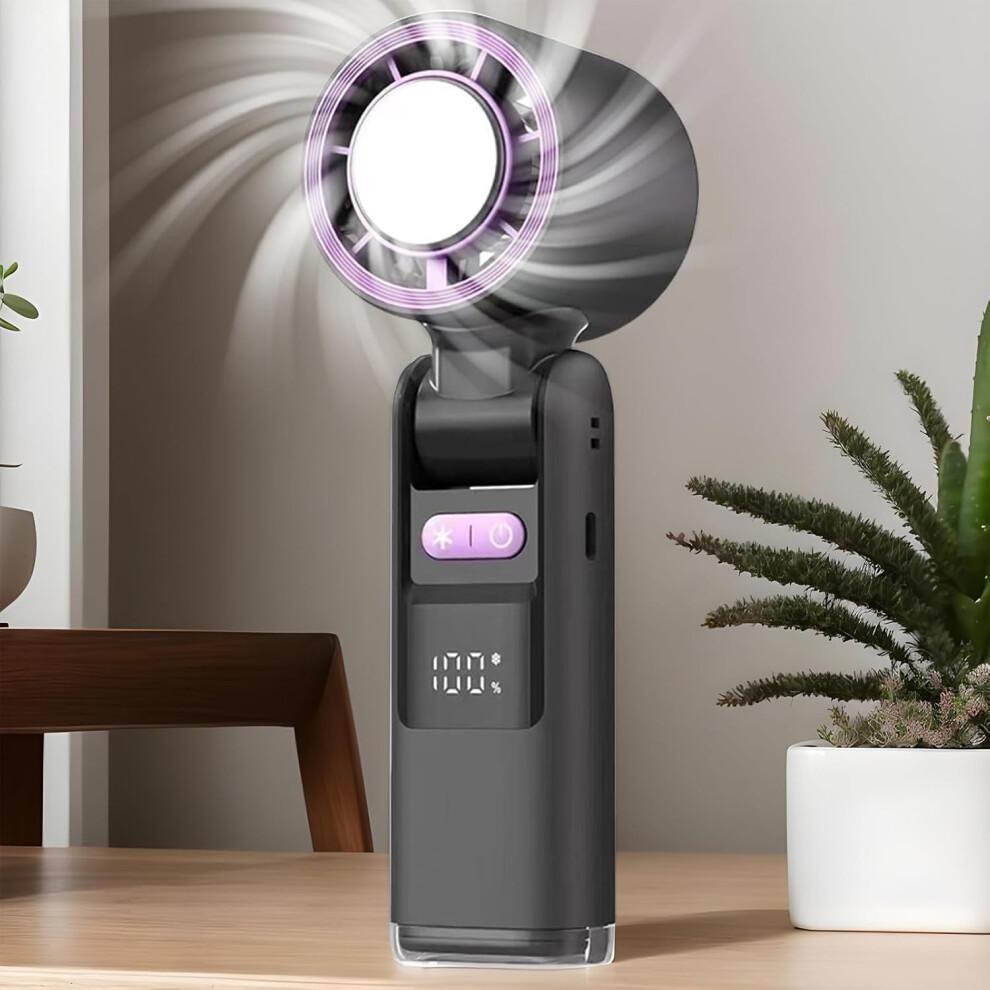 Portable Handheld Fan with LED Display, 100 Speeds, 360 Cooling, Foldable Rechargeable for Travel