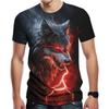 Men's Casual Wolf Pattern T-shirt 3D Printed T-shirt Short Sleeved Street Fashion T-shirt Men's Plus Size Top 6XL
