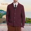 Мужское шерстяное пальто с воротником-шалью, свитер, кардиган с карманами, мягкая теплая трикотажная зимняя куртка для работы, вечеринок и спорта