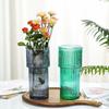 Ваза из прозрачного стекла, ребристая ваза, рифленая стеклянная ваза, ваза для цветов, современная ваза для украшения интерьера, декоративная ваза
