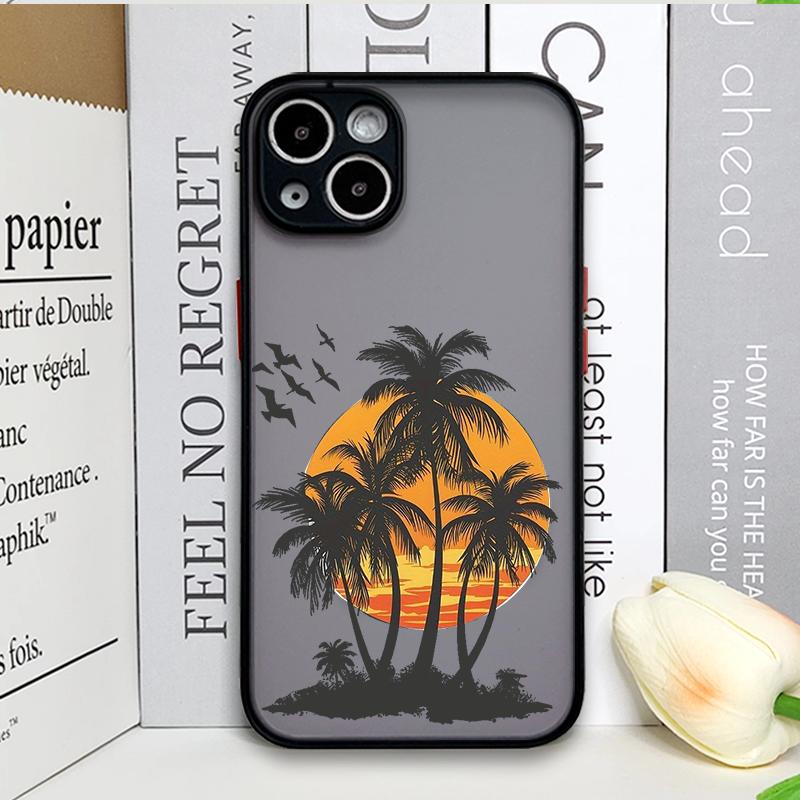 Черный Чехол для Телефона с Принтом Пальмы Кокоса для IPhone 16 14 15 Pro Max 11 12 13 PRO MAX Mini 7 8 Plus X XS Ударопрочный Жесткий Чехол