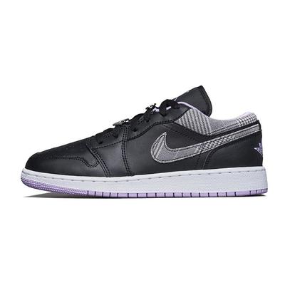 Детские кроссовки Air 1 Low SE GS Houndstooth Черный Сиреневый Металлик-Серебристый DH0570-015