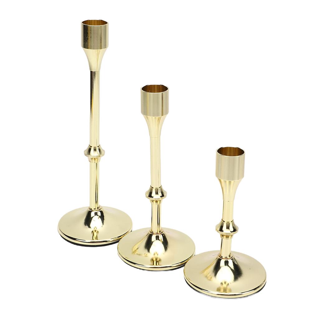 3 Pcs Candlestick Holder Steel Vintage Tall Metal Taper Candle Holders with Round Base for Table Wedding Housewarming