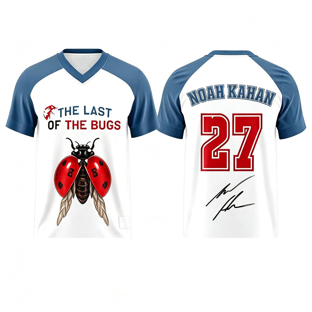 The Last of The Bugs Ноа Кахан Бейсбольная майка Номер 27 Подпись 3D ПОЛНАЯ печать V-образный вырез Униформа Унисекс Для поклонников музыки Уличная одежда Топ
