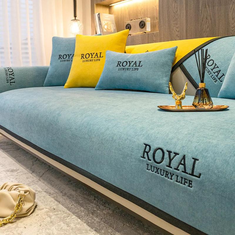 1 шт. Роскошный чехол для дивана из шенилла, однотонный чехол для дивана в форме буквы L, чехол для шезлонга, дивана, полотенца для гостиной