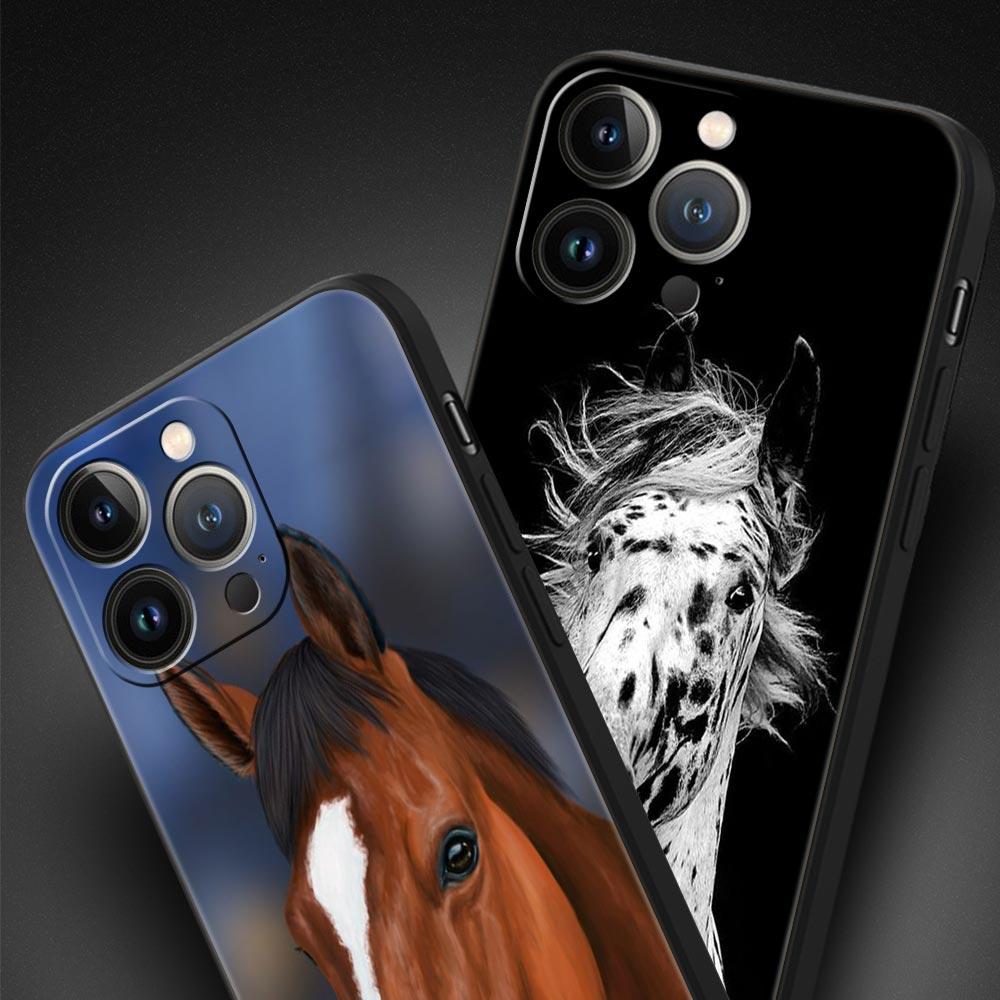 Чехол для телефона с изображением животного Лошадь для iPhone 17 16 15 14 13 12 Pro Max 11 Pro Max 17 AIR Plus Ударопрочный Мягкий ТПУ Чехол Fundas Capas