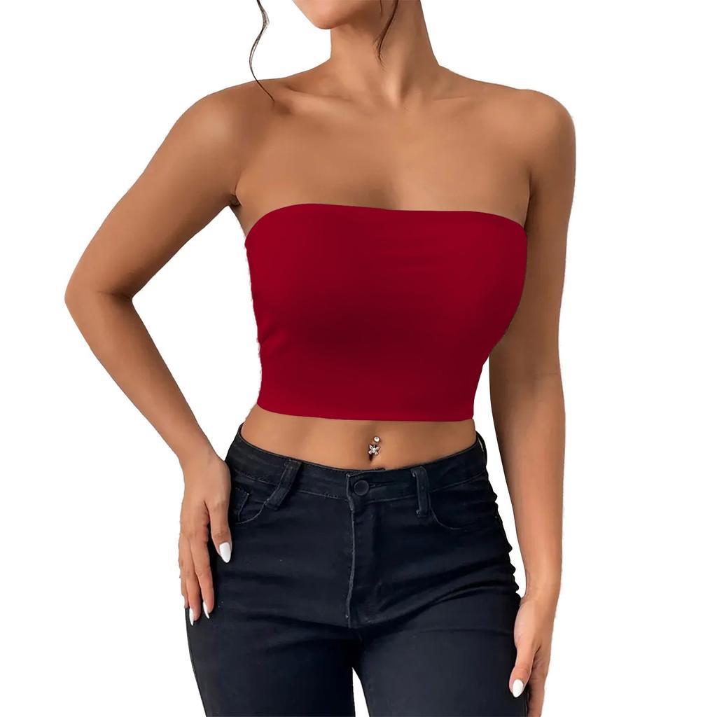 Women's Fashion Sexy Neckless Slimming Tank Top Outer Wear Solid Color Tank Top