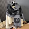 Scarf Women'S Autumn And Winter Core Yarn Camellia Thousand Bird Grid Double-Sided Warm Shawl Scarf