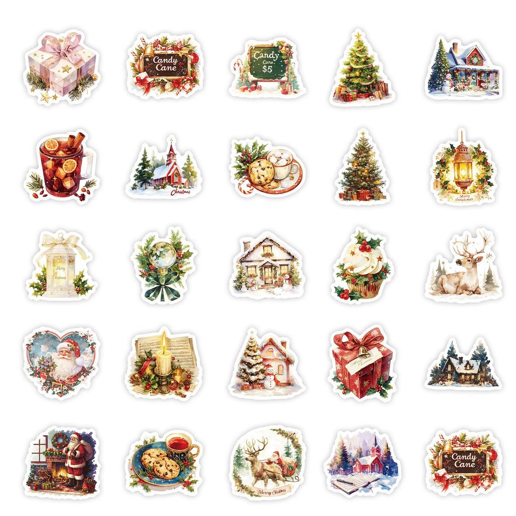 50 шт. Рождественские наклейки для продажи компьютерных книжек, мобильных телефонов, чехлов, багажа, рождественских подарков, наклеек