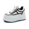 Fashion 8CM Fashion Platform Sneakers Women Spring Autumn Comfort Round Toe Lace-up Thick Bottom Black White Casual Sport Shoes
