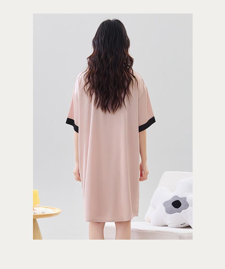 [Silk Smooth Shirt Sleeping Skirt] Summer Thin Smooth Casual Loose Sleeping Skirt for Women Can Wear Externally Women's Home Clothes for Women