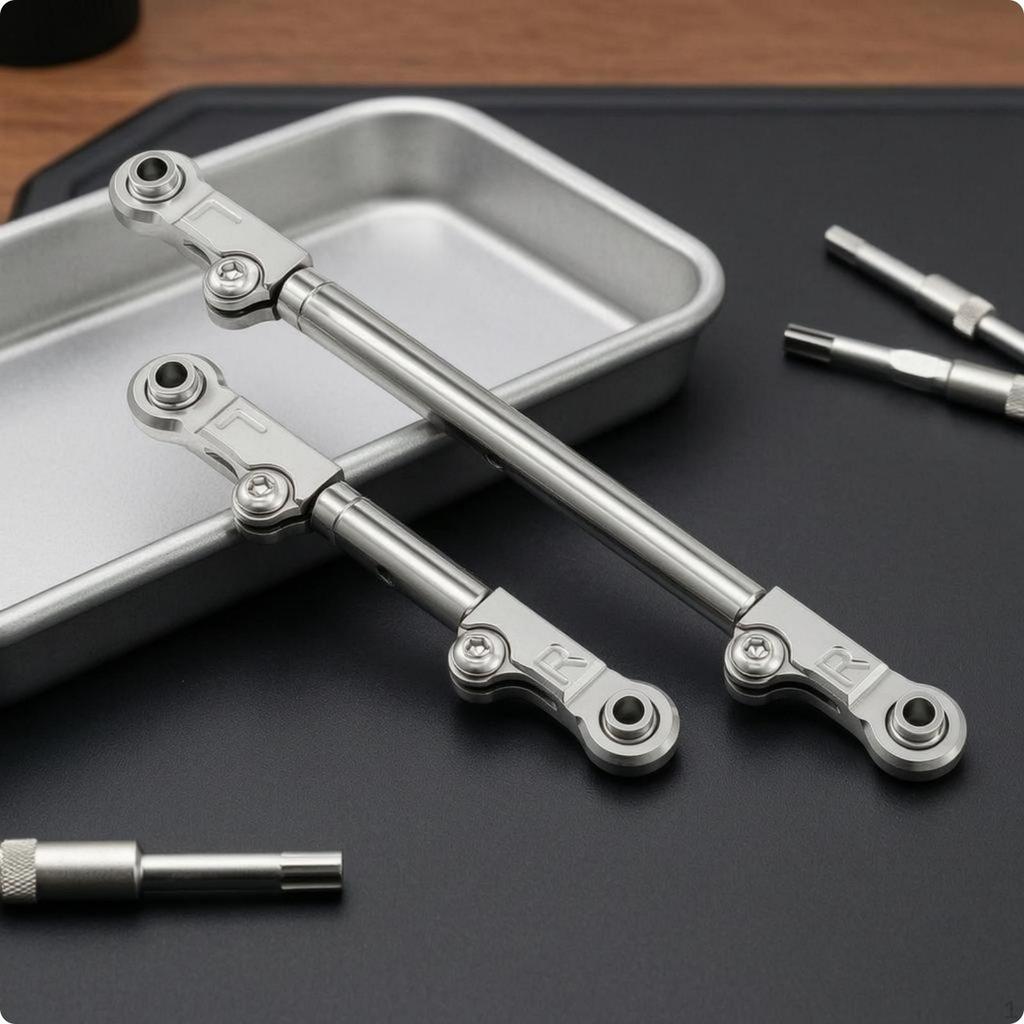 2 Pieces Adjustable Tie Rod 1/12 Scale RC Steering Link Iron Silver