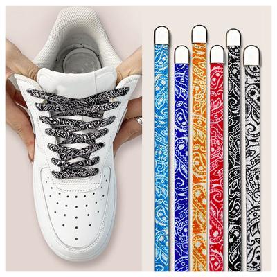 Новые эластичные шнурки с узором из цветков кешью для кроссовок, детские и взрослые, плоские шнурки 8 мм без завязок AF1/AJ, шнурки без завязок для обуви, аксессуары